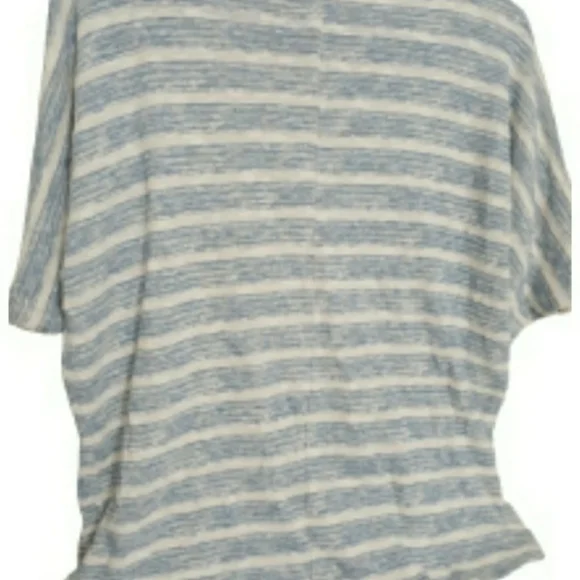 Womens sz Med Pitet blue white striped Floral embroidered top Ladies 3/4" Sleeve - Picture 4 of 6